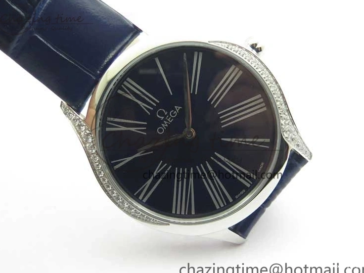 0422 Ladies’ De Ville Trésor Diamond Blue Dial Blue Fabric Watch OXF 1:1 Best Edition Swiss Quartz Upgraded 7892